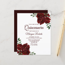 Romantique Rose Quinceanera Budget Invitation