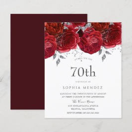 Papier Romantique Roses Rouges Argent 70e anniversaire In