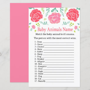 Papier Rose Baby Animaux Nom Jeu