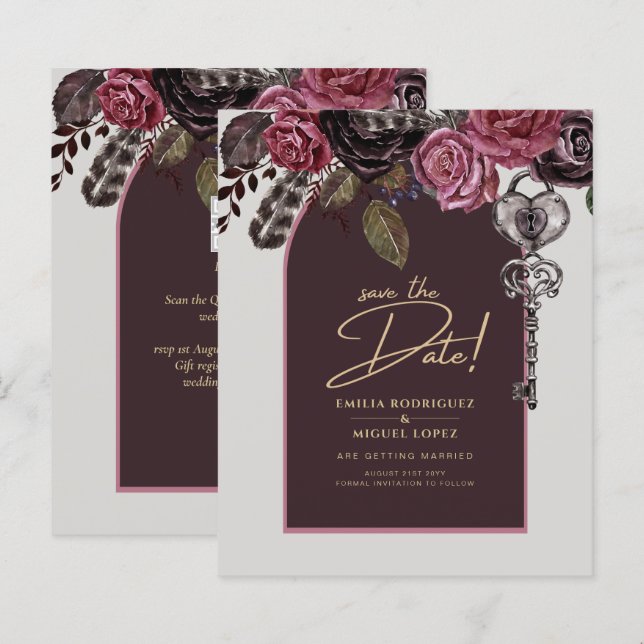 Papier ROSE BOTHIQUE Bourgogne Mariage de automne (Devant / Derrière)