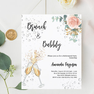 Papier Rose Brunch Bubbly Retraite Party invitation