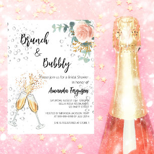 Papier Rose Budget Brunch Bubbly Bridal Douche invitation