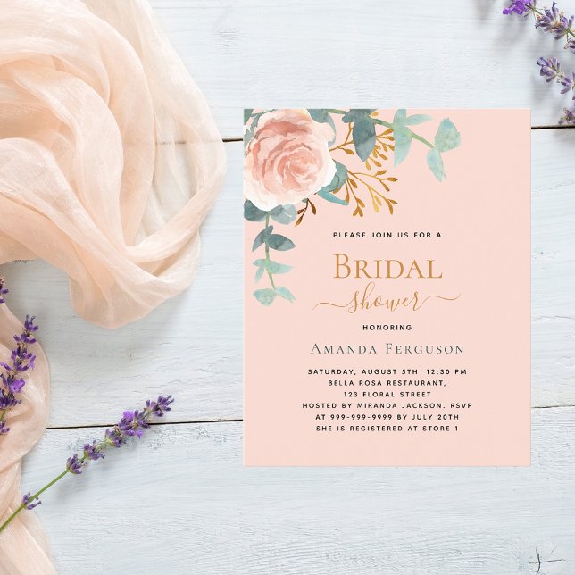 Papier Rose budget de pêche en or Poudre nuptiale invitat (Créateur téléchargé)