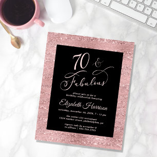Papier Rose Budget Gold 70e anniversaire de fête Invitati