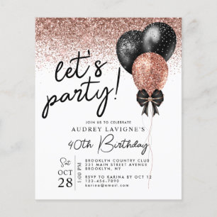 Papier Rose Budget Gold Black Parties scintillant Balloon