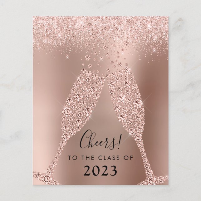 Papier Rose Budget Gold Champagne Grad Party Invitation (Devant)