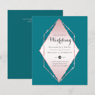 Papier Rose budget Gold Foil Look Mariage géométrique
