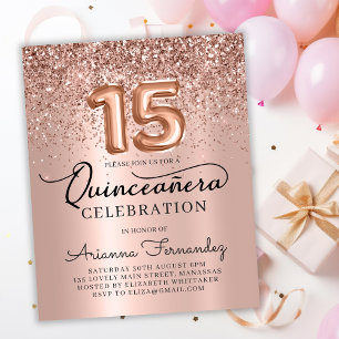 Papier Rose Budget Gold Foil Quinceañera Anniversaire Inv