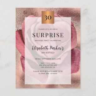 Papier Rose budget or 30e anniversaire invitation