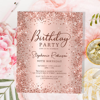 Papier Rose Budget Parties scintillant d'or 90e anniversa