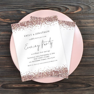 Papier ROSE BUDGET Parties scintillant d'or Soirée Invita