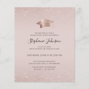 Papier Rose Budget Parties scintillant Gold Blush Invitat