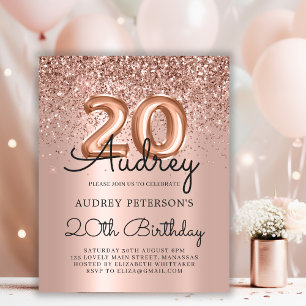 Papier Rose Budget Parties scintillant or 20e anniversair