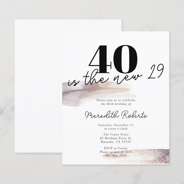 Papier Rose Budget Parties scintillant or 40e anniversair (Devant / Derrière)