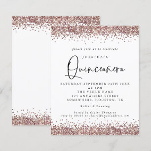 Papier Rose Budget Parties scintillant or Quinceanera Inv