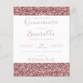 Papier ROSE BUDGET Parties scintillant rose or Quinceaner