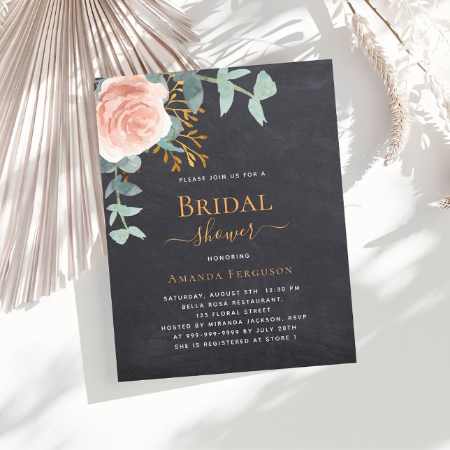 Papier Rose budget tableau noir Douche nuptiale invitatio (Créateur téléchargé)