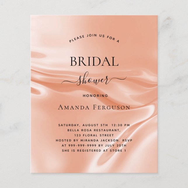 Papier Rose de douche nuptiale budget soie satinée or (Devant)