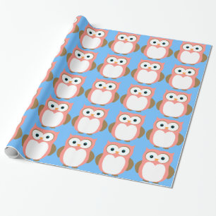 Papier rose d'emballage cadeau de hibou