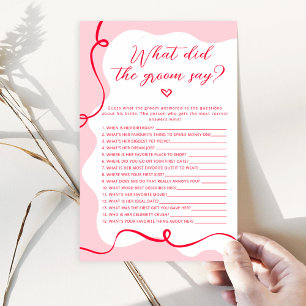 Papier Rose et rouge rétro Qu'a dit le marié jeu
