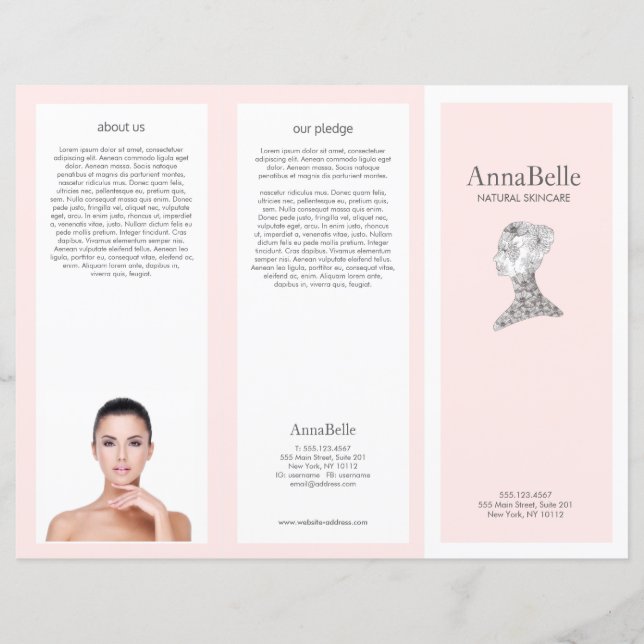 Papier Rose Floral beauté Fille Spa Salon TriFold Brochur (Devant)