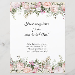 Papier Rose Floral Combien de baisers Fête des mariées Je