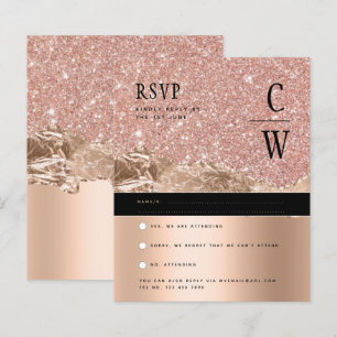 Papier Rose glamour Gold Noir Mariage RSVP