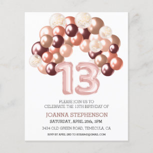 Papier Rose Gold 13ème Treize Budget Arche de Ballons Num