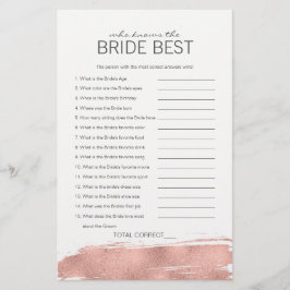 Papier Rose Gold Bridal Qui Connaît La Mariée Meilleur Je