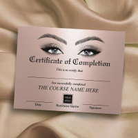 Rose Gold Eyelash Certificat d'achèvement