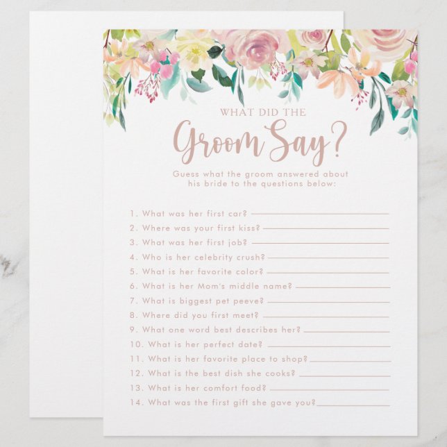 Papier Rose Gold Fête des mariées Qu'a dit Groom (Devant / Derrière)