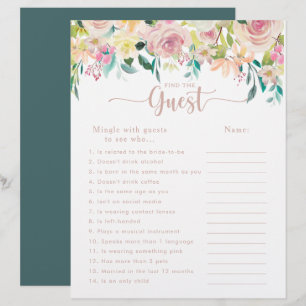 Papier Rose Gold Floral Fête des mariées Trouvez le jeu d