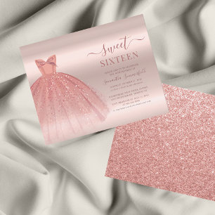 Papier Rose Gold Glam Sweet 16 Modern Script Invitation