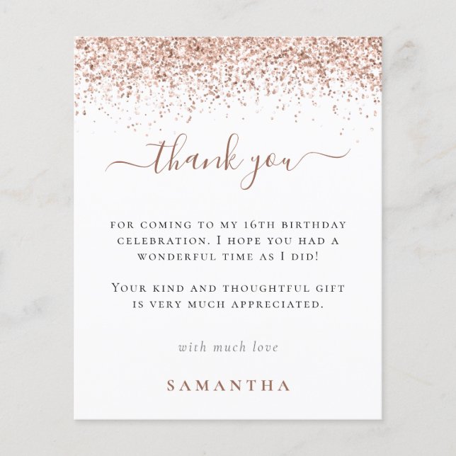PAPIER | Rose Gold Glitzer Foto Sweet 16 Vielen Da (Vorne)