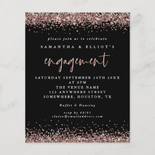 PAPIER   Rose Gold Glitzer Verlobung Black Invite