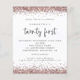 PAPIER   Rose Gold Glitzer Weißes 21. Party Einlad