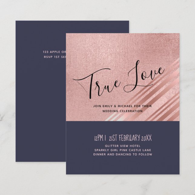 Papier Rose Gold Marine Parties scintillant bleue  Foil L (Devant / Derrière)