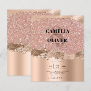 Papier Rose Gold Moderne Glamor Mariage Invitation