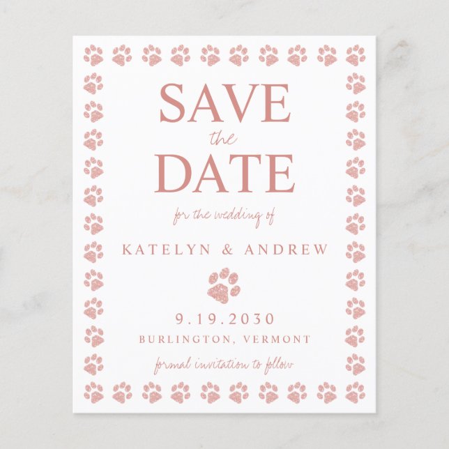 Papier Rose Gold Parties scintillant Empreinte de patte E (Devant)
