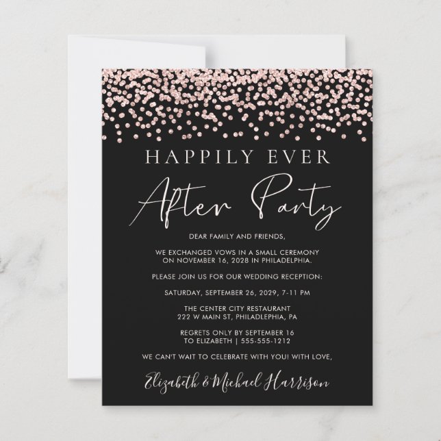 Papier Rose Gold Parties scintillant Photo Black Réceptio (Devant)