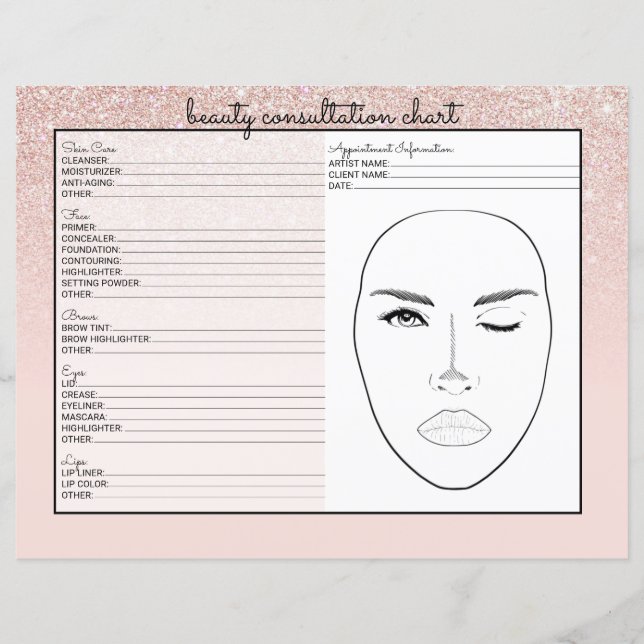 Papier Rose Gold Pink Parties scintillant Ombre Beauté Co (Devant)