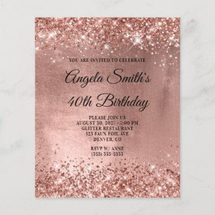Papier Rose Gold Shiny Foil 40e anniversaire Invitation