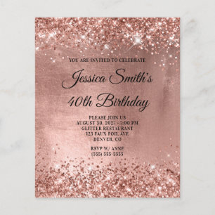 Papier Rose Gold Shiny Glam 40e anniversaire Invitation