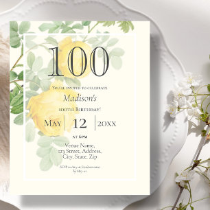 Papier Rose jaune   100e Invitation d'anniversaire du bud