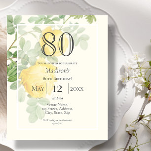 Papier Rose jaune 80e budget Invitation d'anniversaire