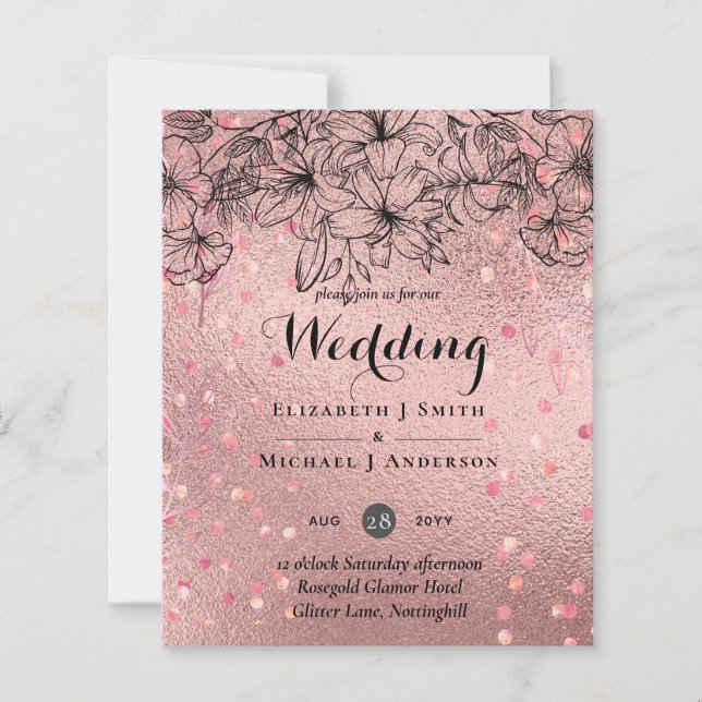 Papier Rose moderne Gold tendance Mariage budget (Devant)