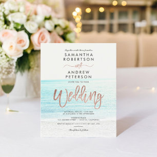 Papier Rose or typographie plage photo budget mariage