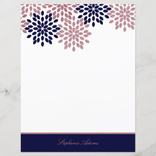 Papier Rose personnalisé Gold et bleu marine moderne Flor