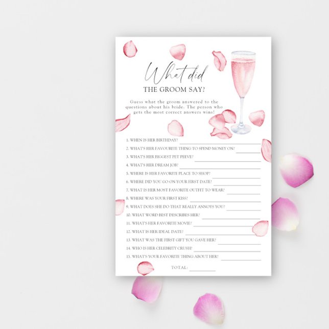 Papier Rose Prosecco - Qu'est-ce que le marié a dit jeu d (Créateur téléchargé)