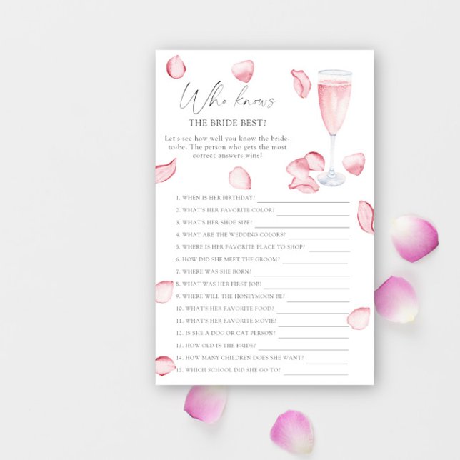 Papier Rose Prosecco - Qui connaît la mariée meilleur jeu (Créateur téléchargé)